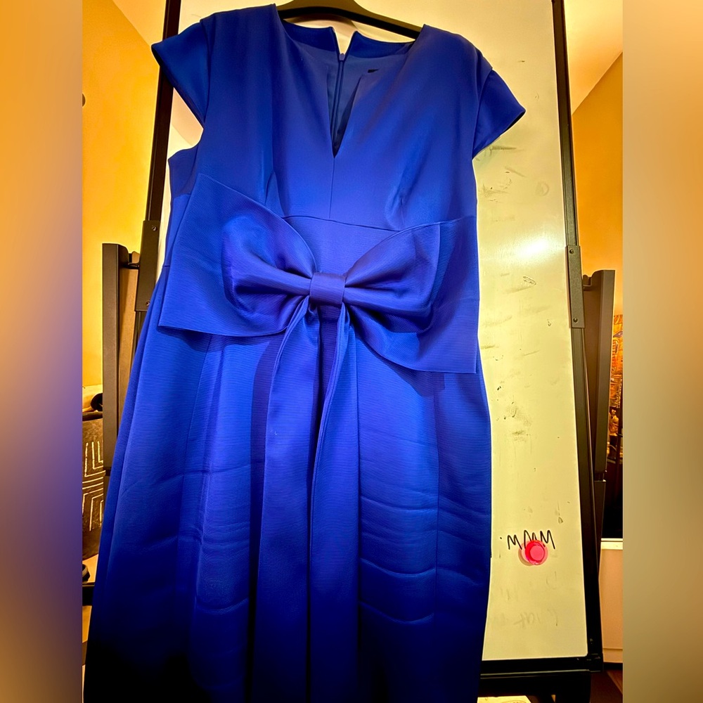 Karen Millen Royal Blue Satin Bow Midi Dress